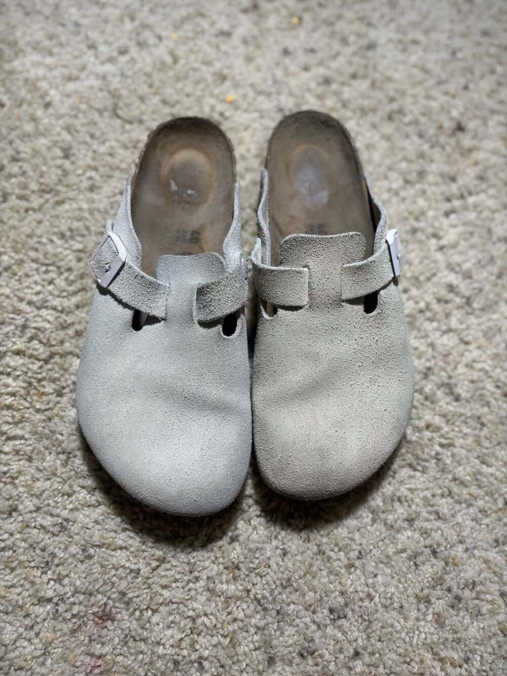 Birkenstock Boston Suede Clogs Size 40 Regular Off-White
